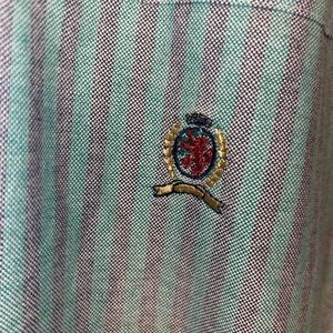 Tommy Hilfiger Green Striped Button Down Shirt